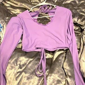 Purple long sleeve crop top